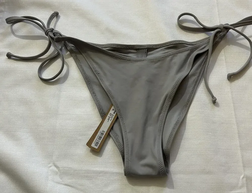 Skims NWT Recycled Swim Dippie Tie Bikini Bottom Chrome Size Medium